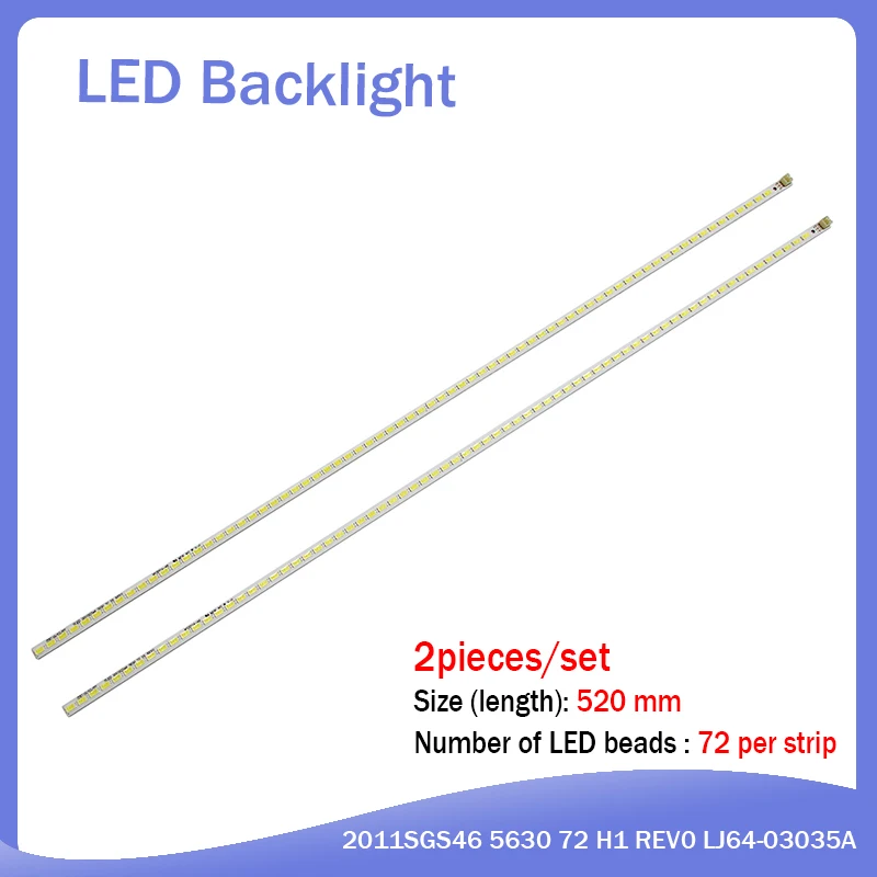 

2pcs/Lot 100% new LED Strip 72leds SLED 2011SGS46 5630 72 H1 REV0 LJ64-03035A for Samsung LTA460HJ15 LTA460HJ14 LTA460HQ12