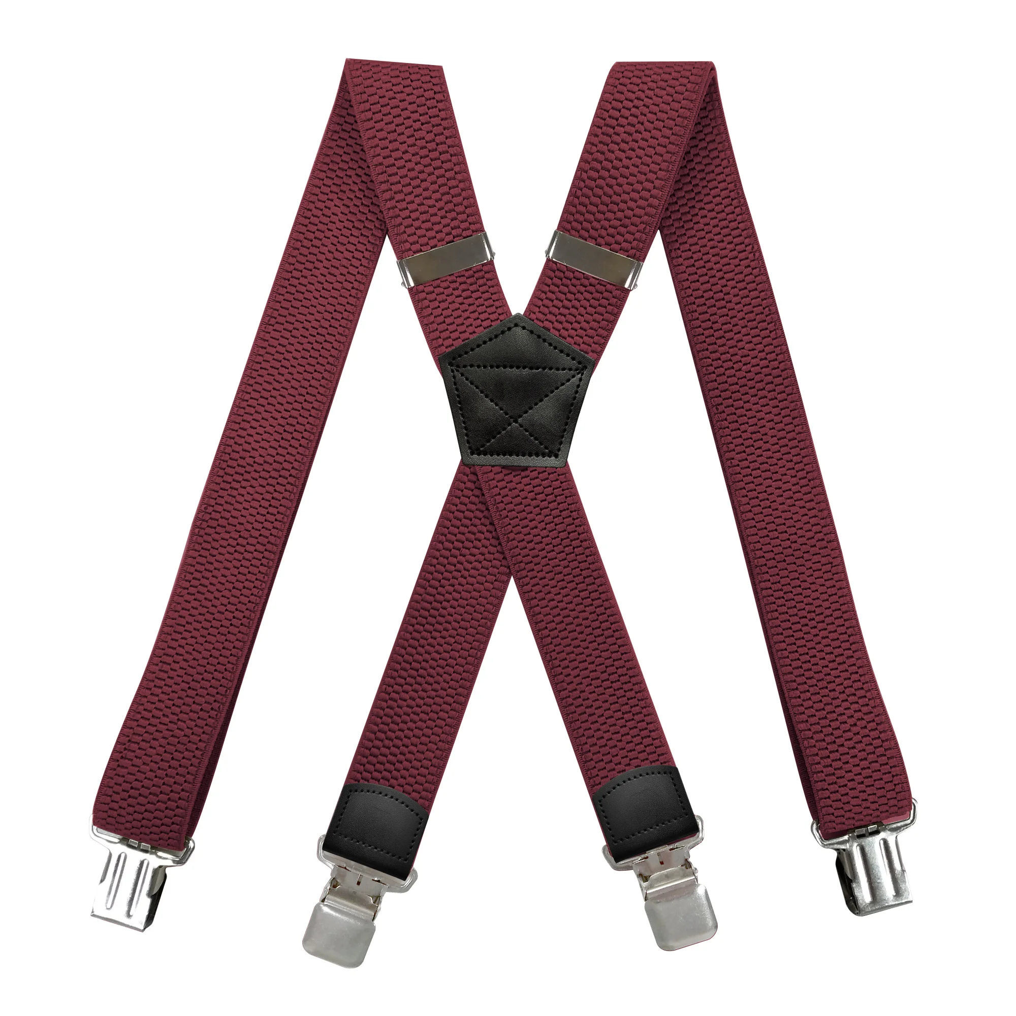 Classic Fashion Corn Ribbon Men's  4 Clip Suspender With Leather End Patches  For Underpants Or Garments Accessories