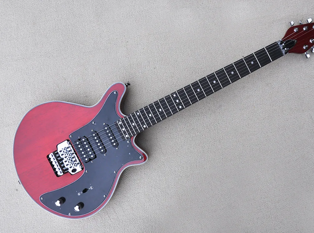 Special shape Red body  Electric Guitar Rosewood Fingerboard,Chrome Hardware,Black pickguard,Provide customized service