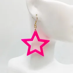 New Design Elegant Shiny Colorful Resin Acrylic Star Drop Earring For Women Gift Jewelry Accessories Lady Femme