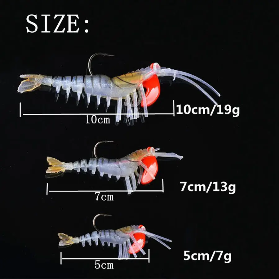 JYJ Soft Shrimp Lures Sea Fishing with Luminous Prawns Soft Bait Perch 7g 12g18g Sea Bass Shrimp bass Bait