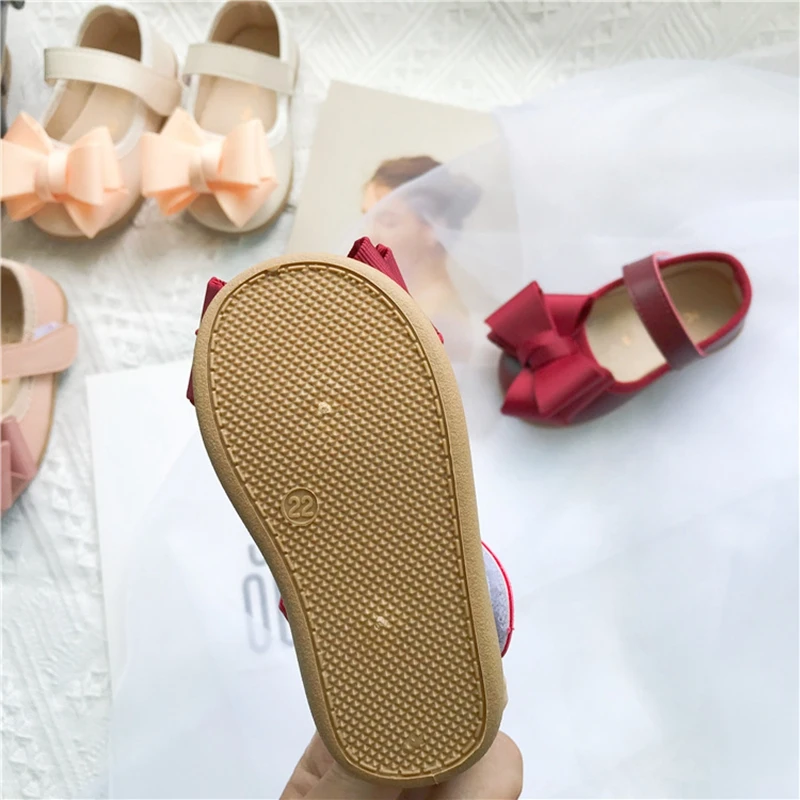 Frühling Baby Prinzessin Schuhe Kinder PU Leder Schuhe Infant Kleinkind Mädchen Bowknot Wohnungen Einzelnen Schuhe Kinder Party Dance Sandalen