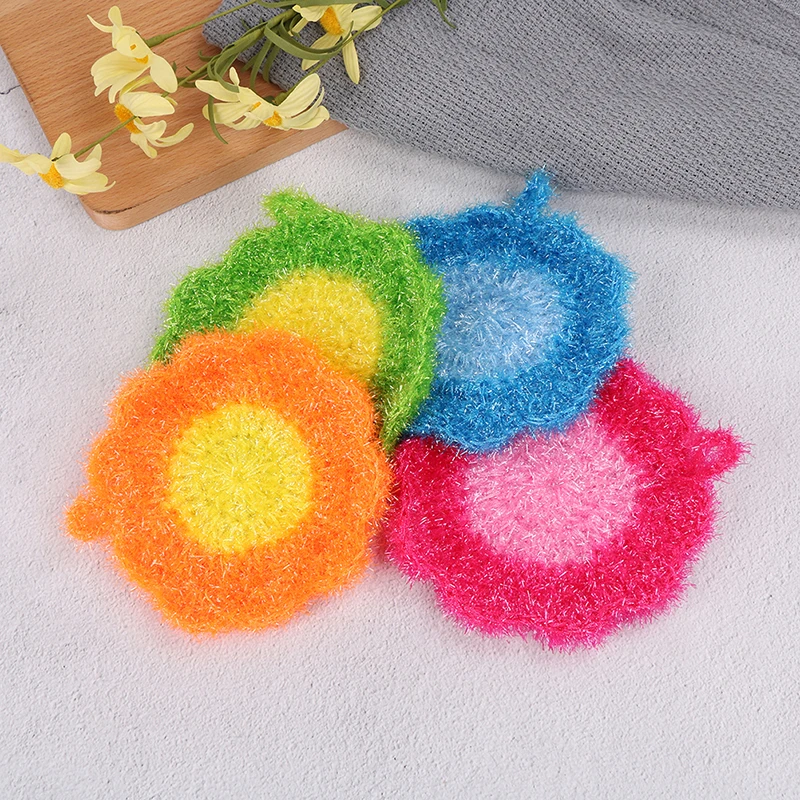 1pc Scrubber Sponge Dishcloth flower Kitchen Washing Cleaning Towel Dish Rags Wipe