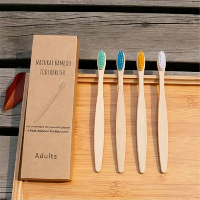 

5pcs/pack Eco Friendly Bamboo Handle Toothbrush Soft bristles biodegradable Environmentally Portable Travel Tooth Brush Set