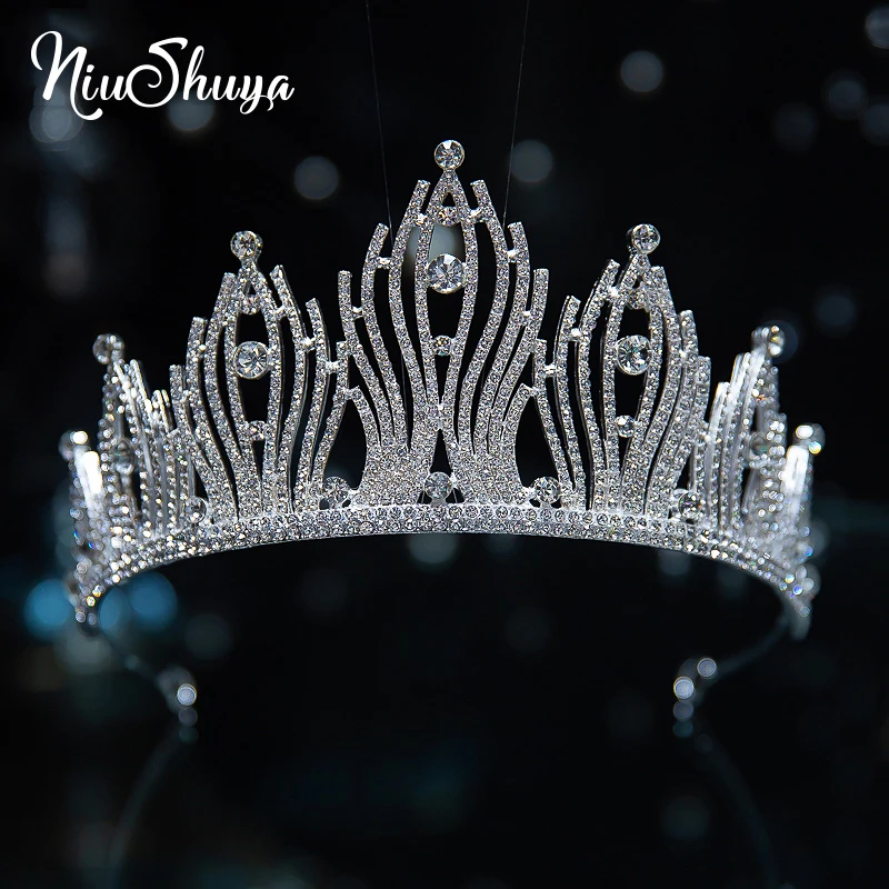 

NiuShuya Baroque Luxury Crystal Bridal Tiaras Crowns Princess Queen Pageant Rhinestone Veil Tiara Headband Wedding Hair Accessor