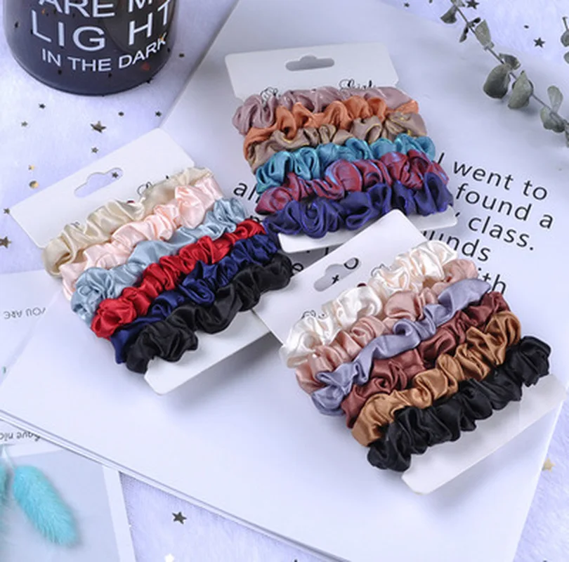 6Pcs Vintage Scrunchie Elastic Hair Ring Candy Color Hair Band Autumn Winter Women Ponytail Accessories Girls Hairbands Gifts