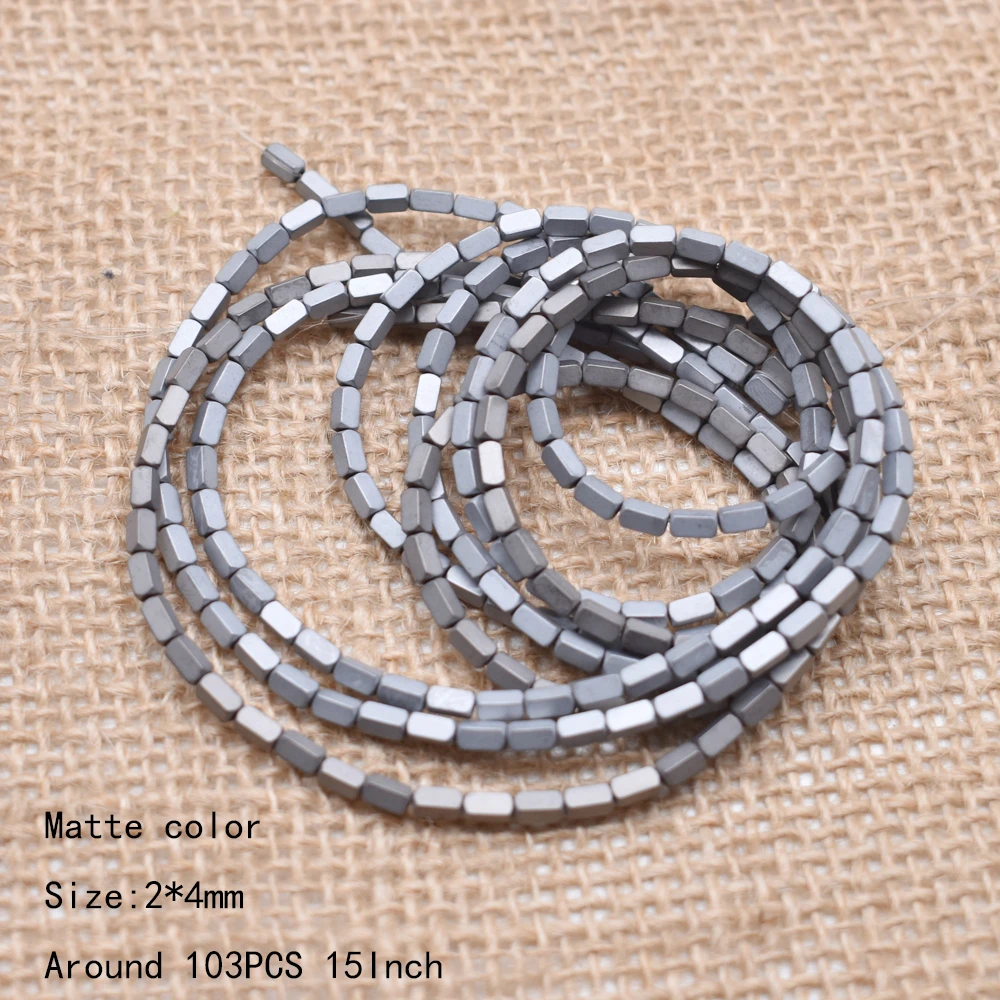 Yanqi Natural Stone Beads Plated Matte Color Hematite Beads Square Shape Beads for jewelry Making Diy Dull Polish Matte Earring