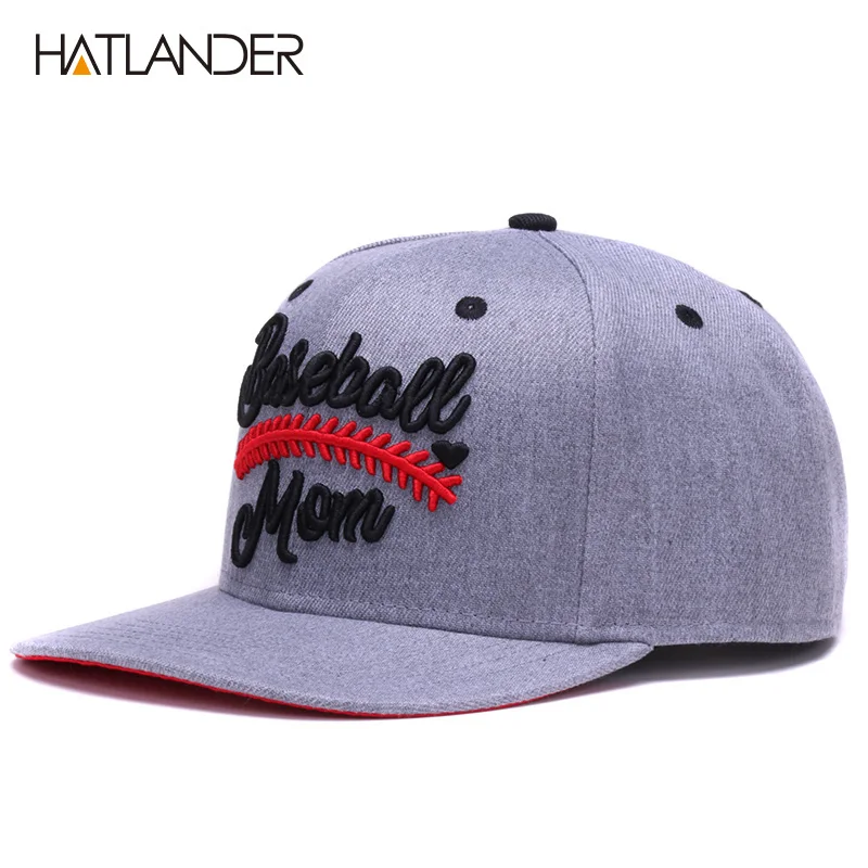 HATLANDER Original semi curved snapback caps MOM baseball cap DAD basketball cap couples grey hip hop cap hat bone sports hats