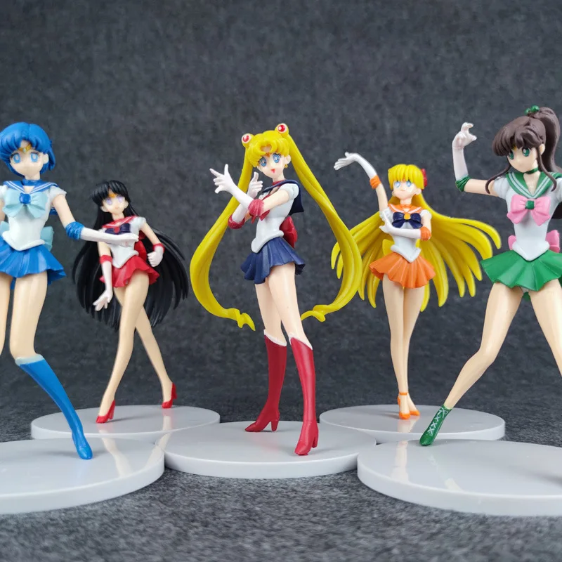 5 pieces of 17 cm kawaii sailor toy doll moon Mercury Mars Jupiter Saturn PVC doll model home decoration decoration girl gift