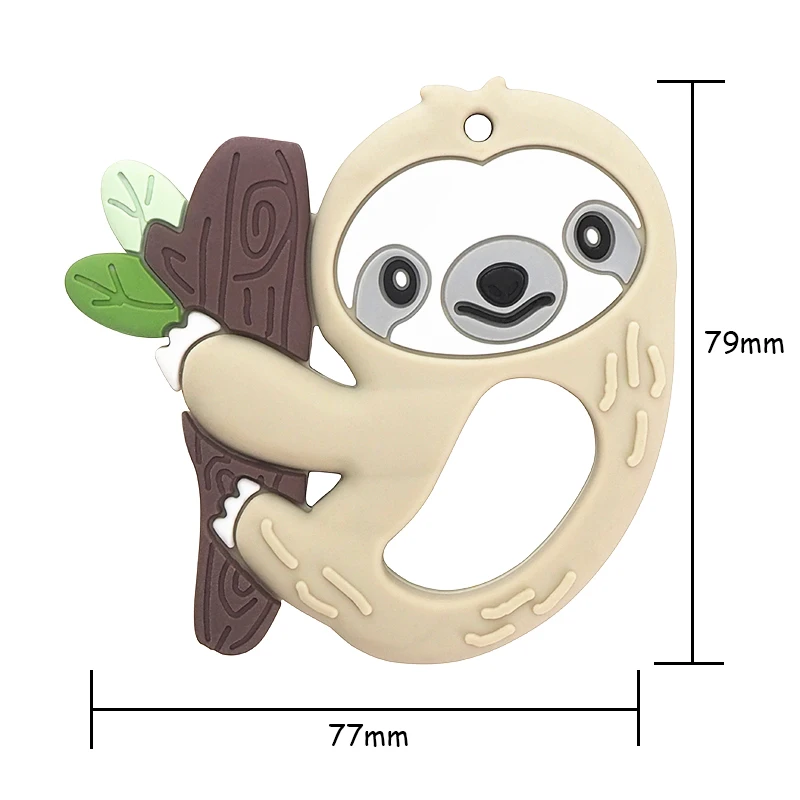 Chenkai 5PCS Silicone Sloth Teether Cartoon Cute Baby Teething DIY Mom Nursing Chewing Chain Pendant Necklace Toy Food Grade