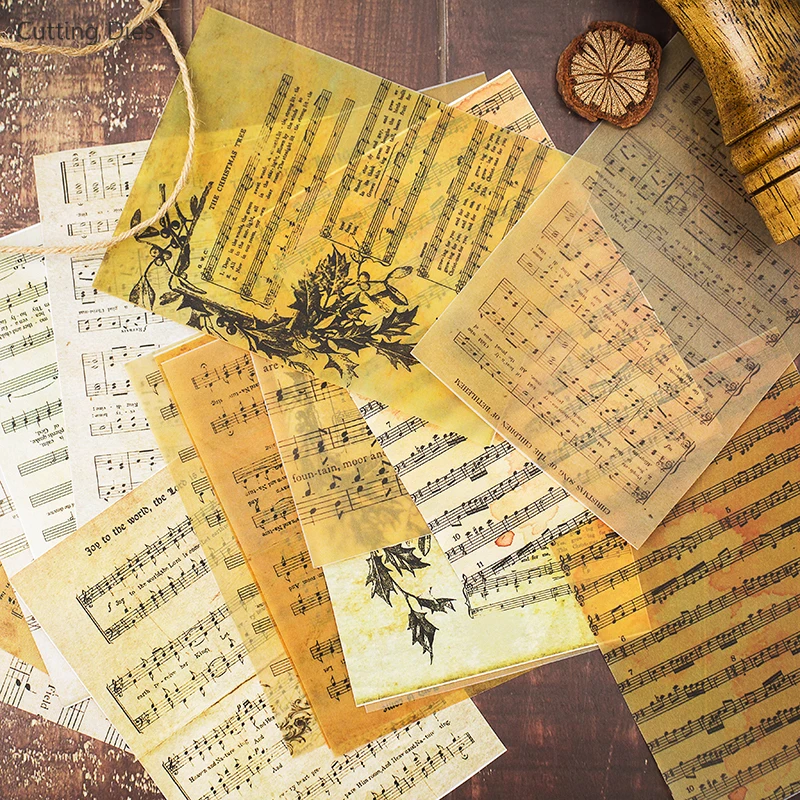 Nowy 16Pcs/lot Old Music Book Pages Background Vellum Paper Journal Planner Scrapbooking Vintage Decorative Diy Paper Crafts