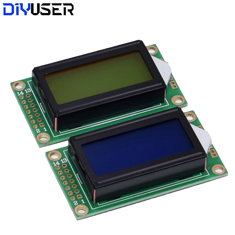 Écran LCD LCM avec rétro-éclairage jaune vert ou bleu, Module de 58x32MM 8x2 0802 8X2