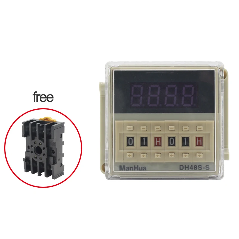 ManHua Digital display time relay DH48S-S-2Z electric delay timer 0.1S-99H LCD Display with base