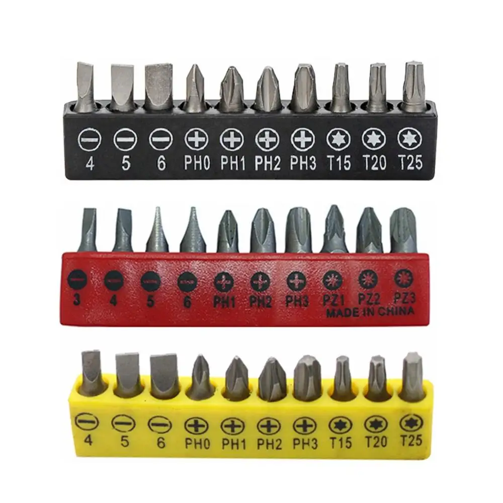 10pcs Insert Bit Set Torx Flat Head Cross Anti Slip Electric Hex Shank Screwdriver Head Screw Driver Set Bit Holder