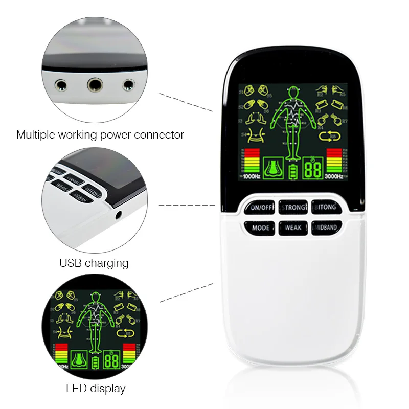 8 Mode Tens Unit Electronic Pulse Massager EMS Muscle Stimulator Pain Relief Machine Therapy Myostimulator for Body Fat Burner