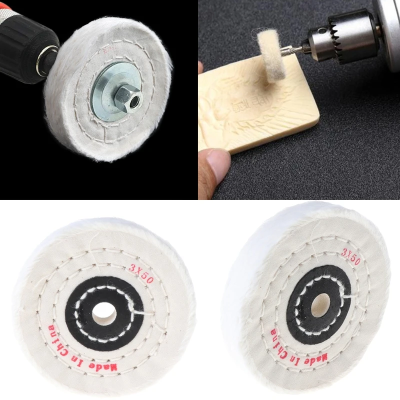 1PC 3\'\' White Cloth Buffing Polishing Wheels Buffer Polish Grinder Pad Wood Metal Polishing Tool for Abrasive Tools