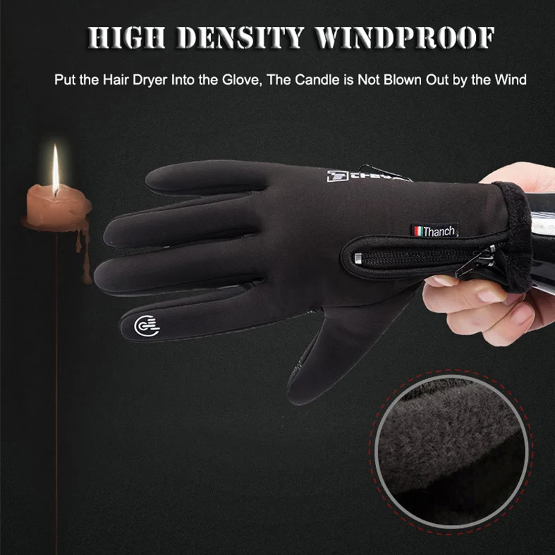 Winter Cold-proof Unisex Waterproof Winter Gloves Cycling Fluff Warm Gloves For Silicone Touchscreen Windproof Non-slip Gloves