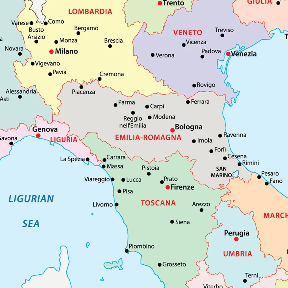 42 * 59 cm nella mappa politica italiana dell'Italia Wall Art Poster tela pittura materiale scolastico da viaggio soggiorno decorazione della casa