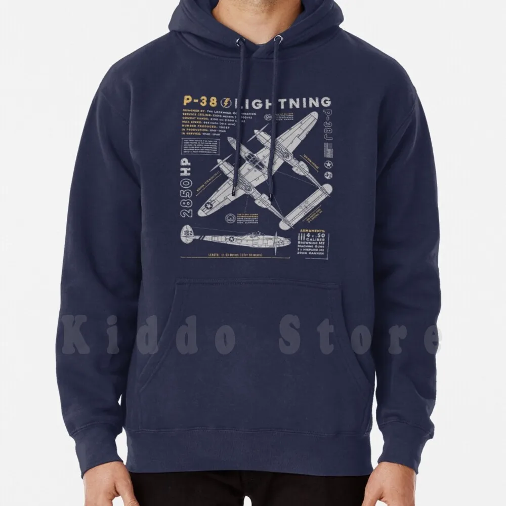 P-38 Lightning Hoodies Long Sleeve P 38 Lightning P38 P38 Lightning P38j Lockheed Lockheed Forktailed Devil