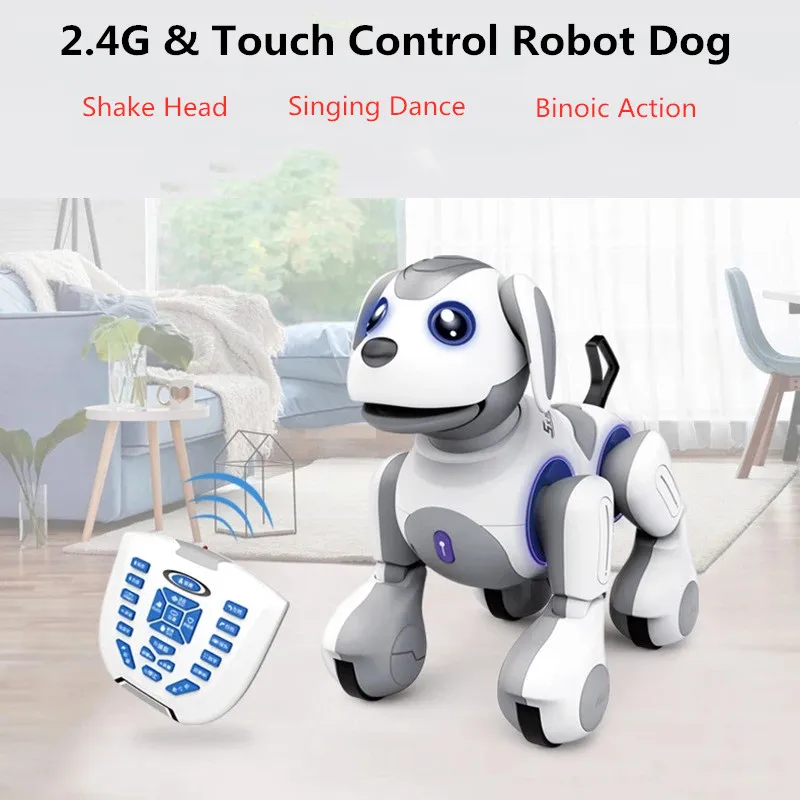 High Simulation RC Pet Dog Singing Dancing Walking Shake Head Intelligent Animal Robot Toy Touch Control Dog Kid Friend Pet Toys