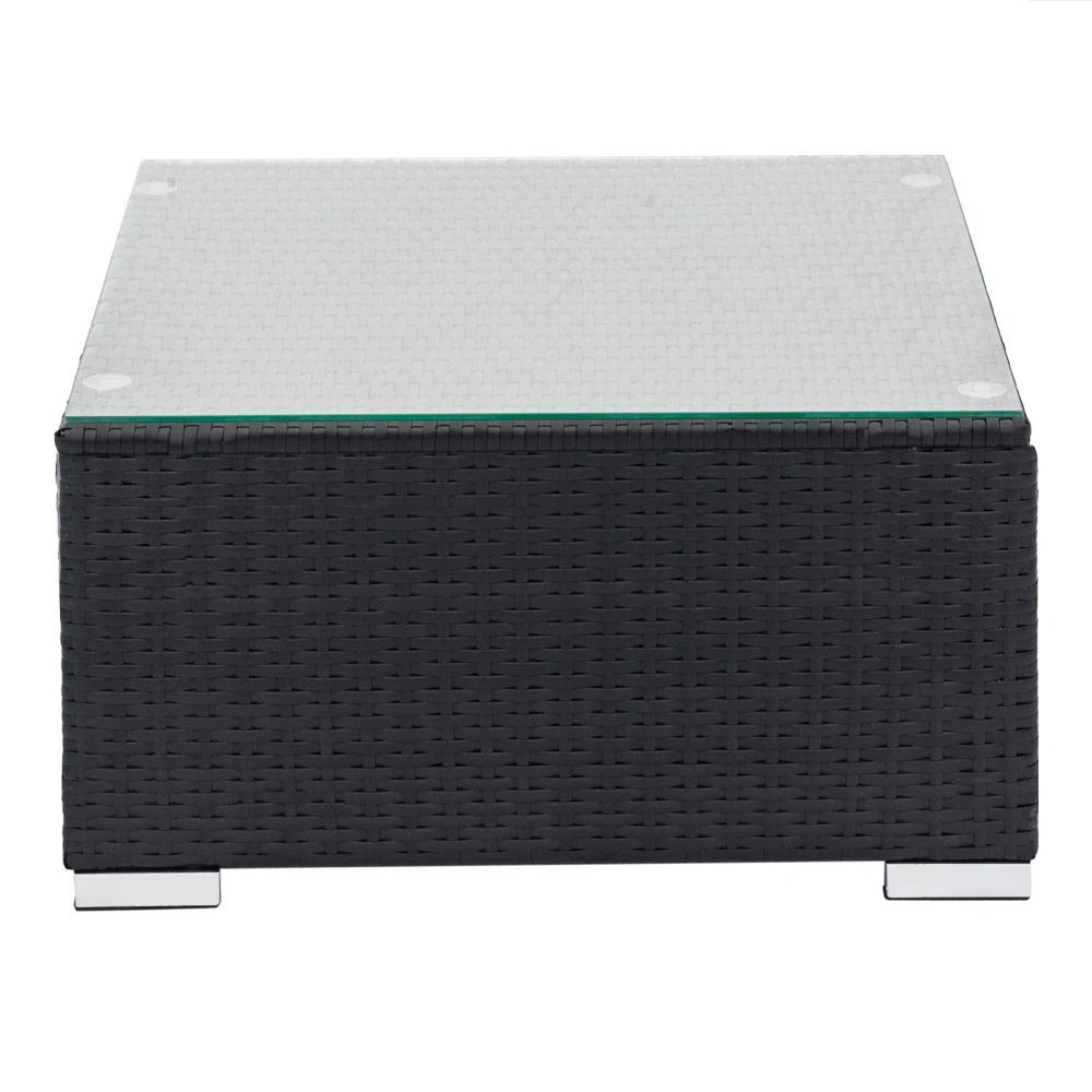 Fully Equipped Weaving Rattan Sofa Set with 2pcs Corner Sofas & 2pcs Single Sofas Black