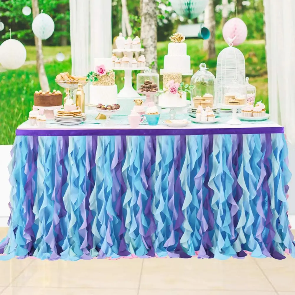 6 Ft Wedding Party Tutu Tulle Table Skirt Cover Tableware Cloth Curly Willow Table Skirting Birthday Party Home Decoration