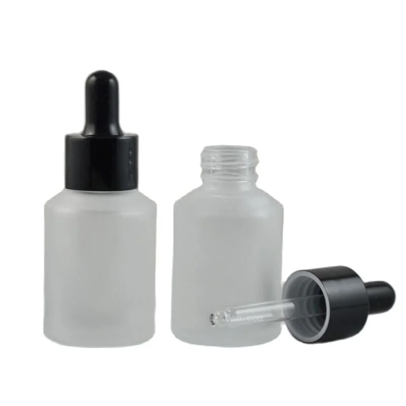 

20pcs Empty Frosted Glass Liquid Dropper Bottle, DIY Elegant Glass Cosmetic Essential Oil Refillable Bottle,30ML Makeup Tool