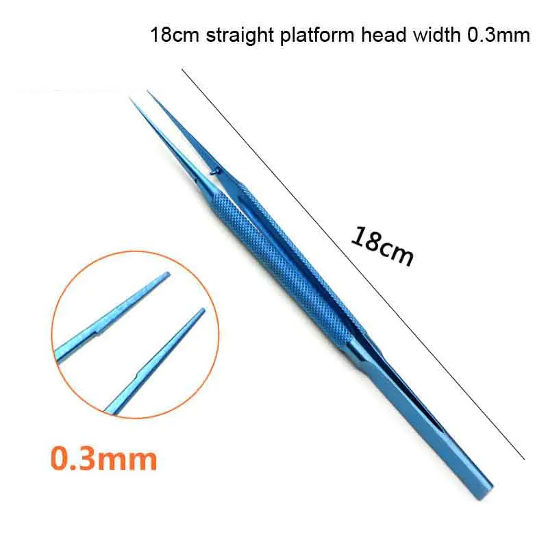 18cmMicro Tweezers Toothed Tweezers Right Angle Fine Micro Tweezers Double Eyelid Tool 0.3mm