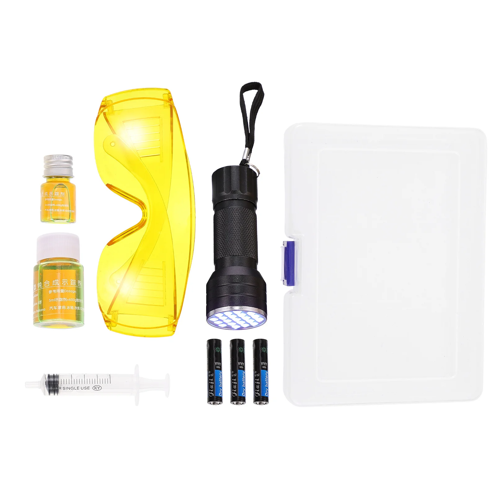 

MACTANT Car R134A R12 Air Conditioning A/C System Leak Test Detector Kit LED Flashlight Protective UV Dye Tool Automotive Repair