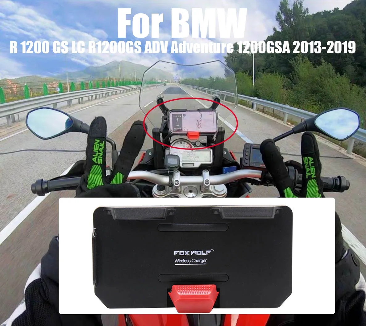 

For BMW R 1200 GS LC R1200GS ADV Adventure 1200GSA 2013-2019 Wireless Charging And USB Phone Navigation Bracket Holder Charger