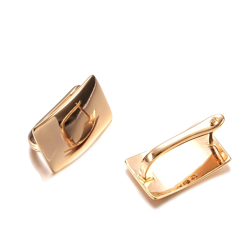 Kinel Hot Fashion Glossy Dangle Earrings 585 Rose Gold Simple Square Earrings For Women High Quality Daily Fine Jewelry