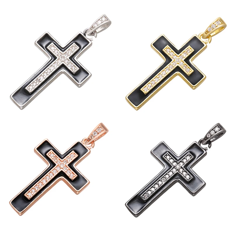 ZHUKOU 17x34mm high quality cross crystal necklace pendant for DIY handmade necklace jewelry accessories making model: VD674