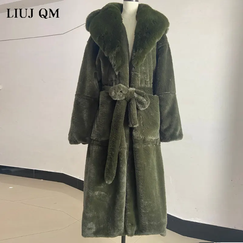 Cappotto oversize inverno donna spessa calda X-lunga giacca in pelliccia sintetica femminile di alta qualità soffice pelliccia di coniglio parka