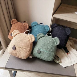 Portable Outdoor Travel Shopping Rucksacks Children's Rucksacks Lamb Fleece Women's Bagpack Cute Bear Shaped Shoulder Backpack