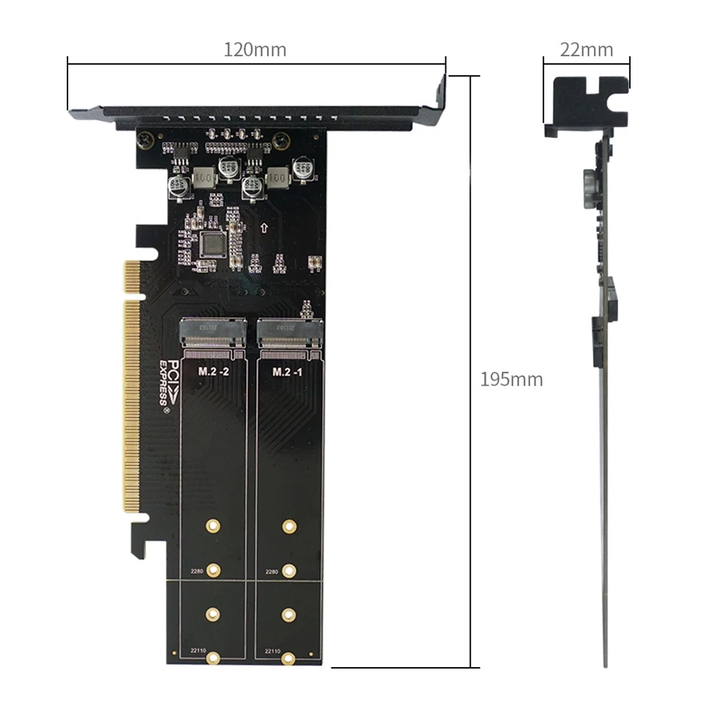 PCIe To M2 Adapter Card, PCIE X16 4 Port M2 NVME M Key SSD Add on Card M.2 PCI Express X16 Adapter VROC RAID Expansion Card Chia