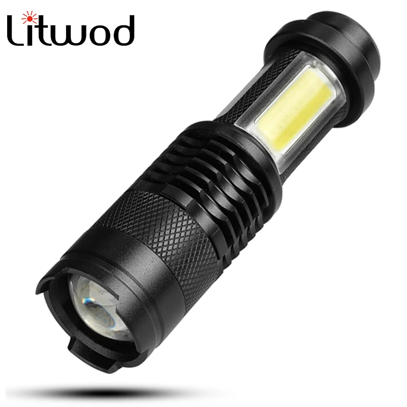 Litwod Z35 SK68C LED MINI Flashlight XPE COB Zoom Waterproof Aluminum 4 Modes Torch use 14500 or AA Battery For Camping working