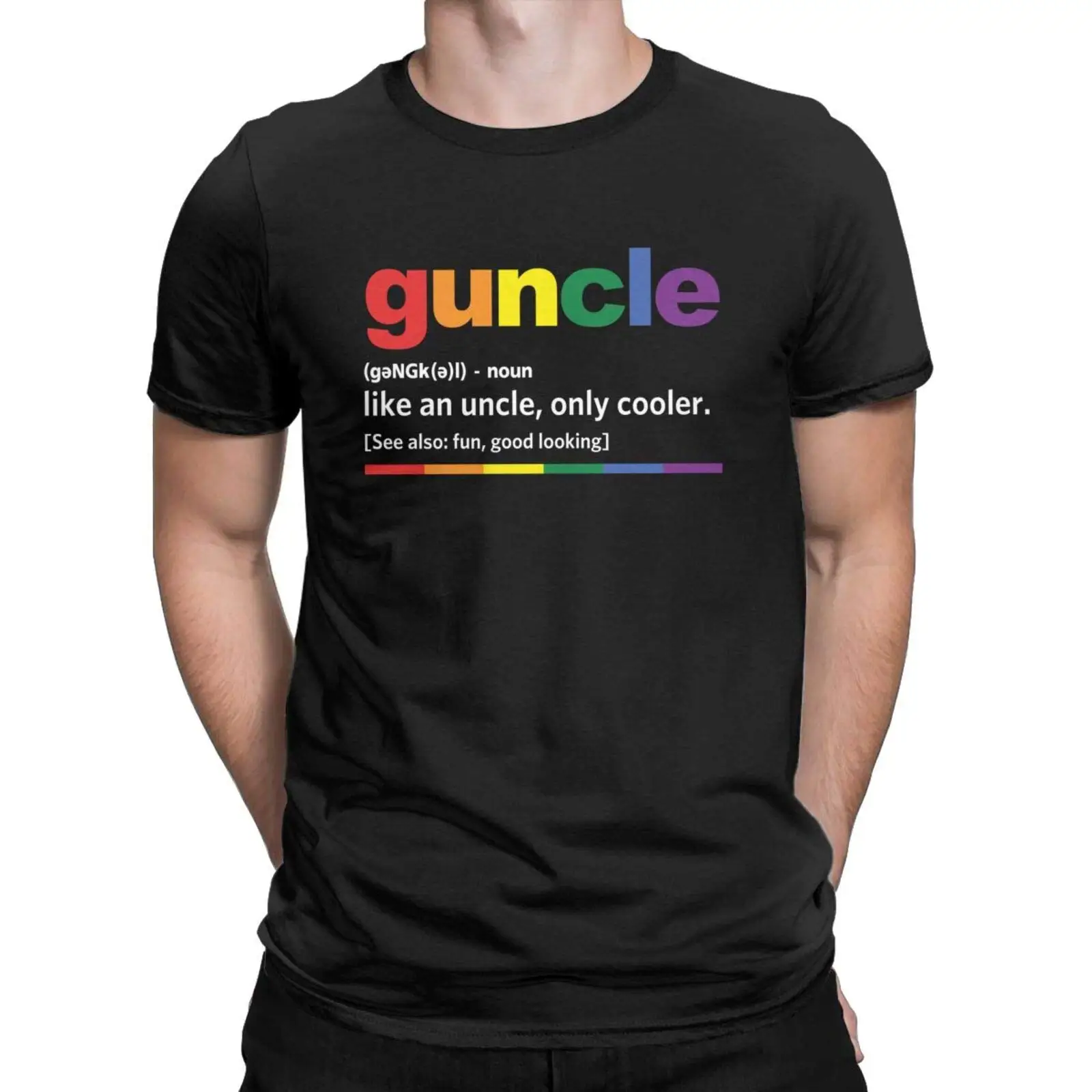 Guncle Definition T-Shirt Rainbow Pride Color Funny Gift for Gay Uncle Tops Tees for Men Clothes