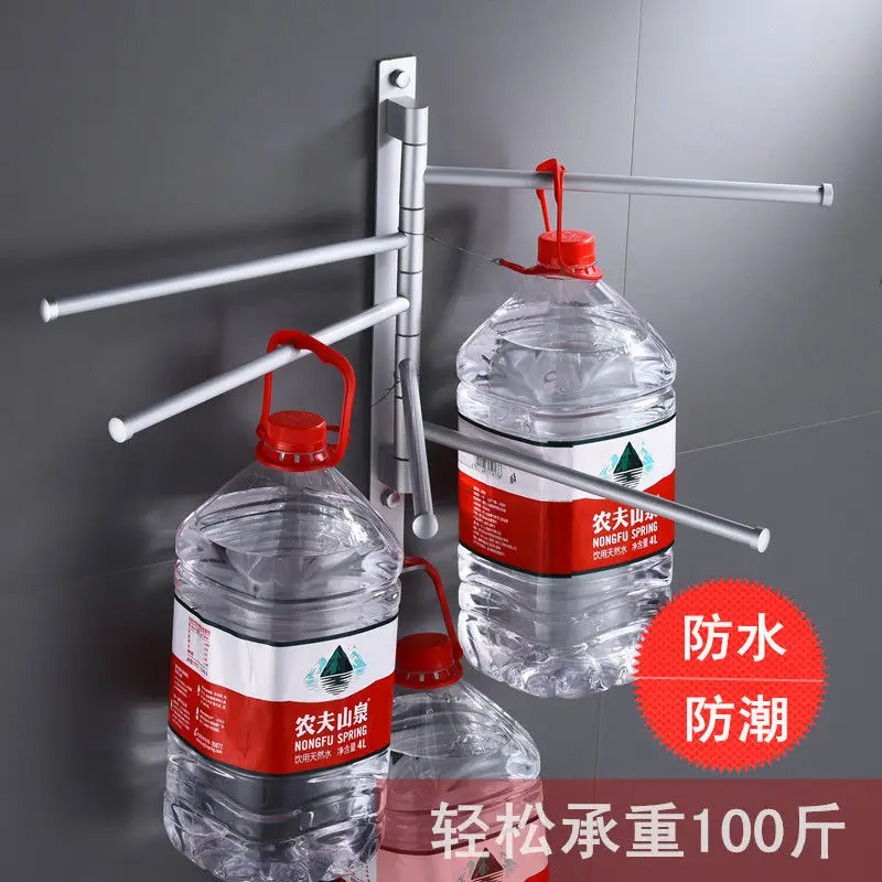 タオルホルダーパンチフリースペースアルミバスルームタオルラック回転式バスルームアクセサリー粘着タオルラックタオルレール