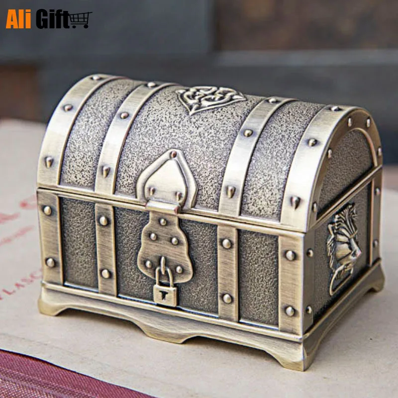 

Europe Metal Crafts Jewelry Box Storage Jewelry Box Storage Case 2 LayeTreasure Chest Jewelry Box Table Organizer