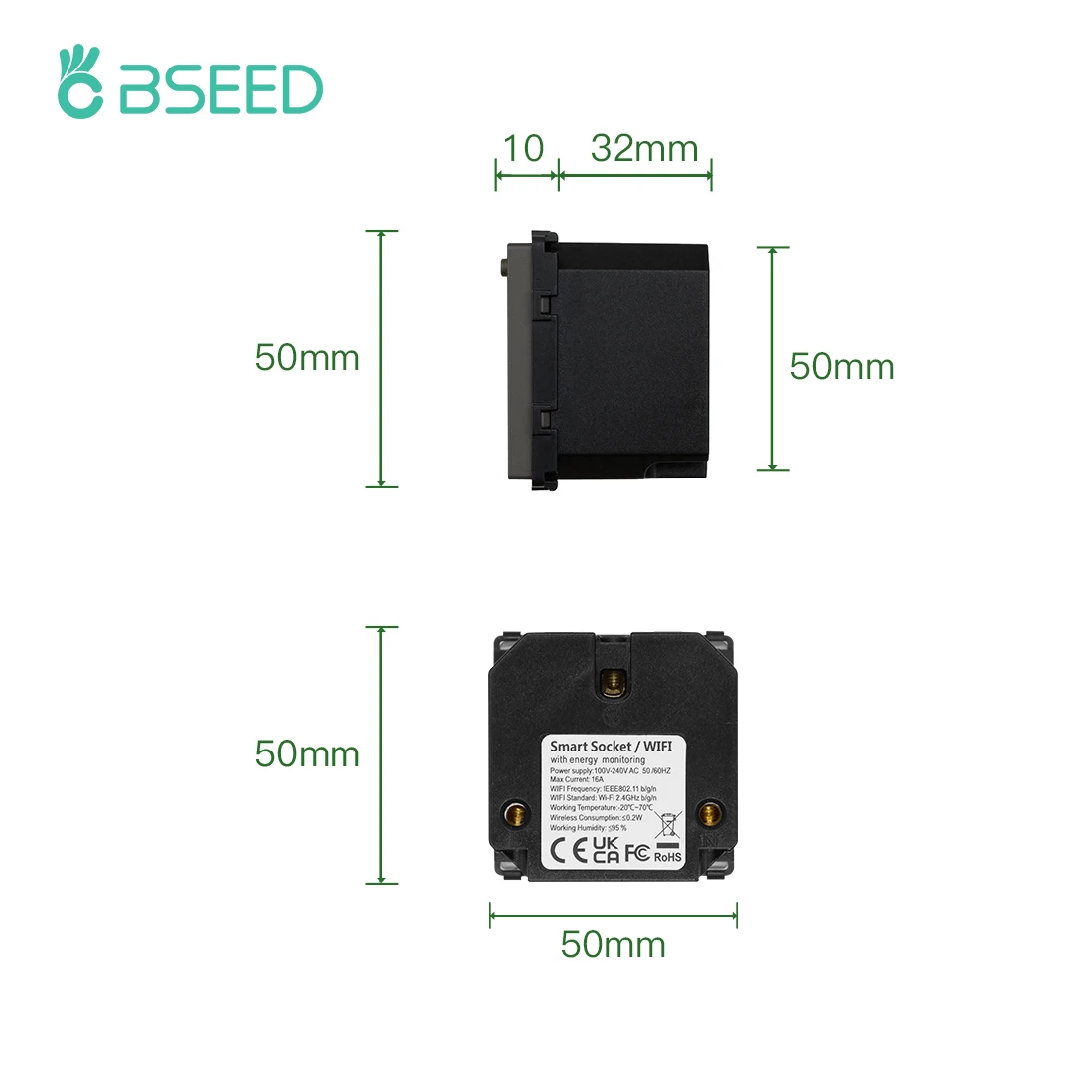 BSEED EU Standard Wifi Socket Smart Plug Function Part Only Power Monitor Timing Smart Home Alexa Voice Control  Bule Backlight