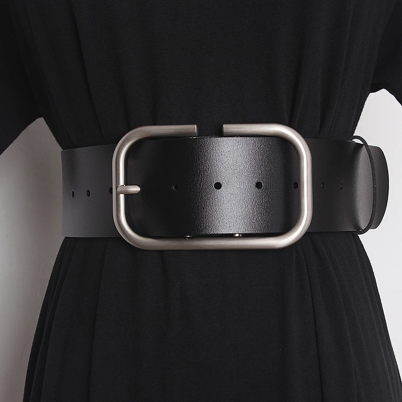 ผู้หญิงรันเวย์แฟชั่นของแท้หนัง Cummerbunds หญิงชุดรัดตัวเข็มขัดตกแต่งเข็มขัดกว้าง TB2055