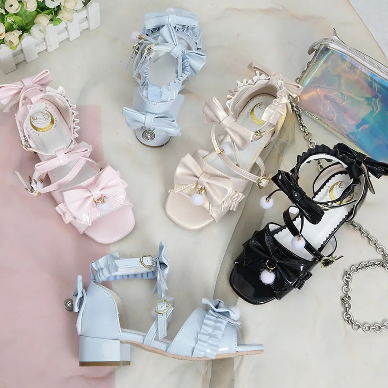 Summer Lolita Shoes Japanese Bow Loli Sandals Student Lolitas Open Toe Sandal Female Ladies Anime Harajuku Buckle Gothic Shoes