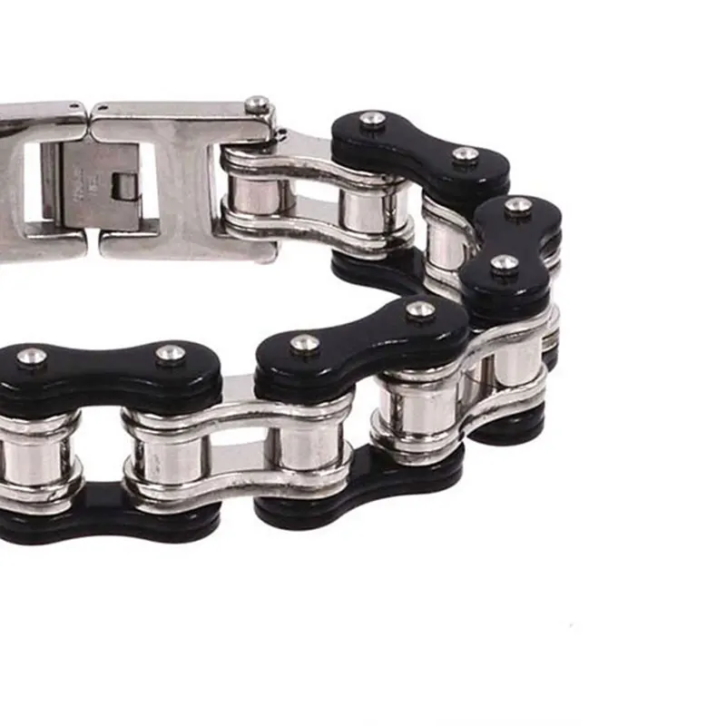 الرجال السود أساور أساور، السائق دراجة نارية سلسلة ربط أساور للرجال، فاسق الفولاذ المقاوم للصدأ الفاخرة الرجعية المجوهرات #6