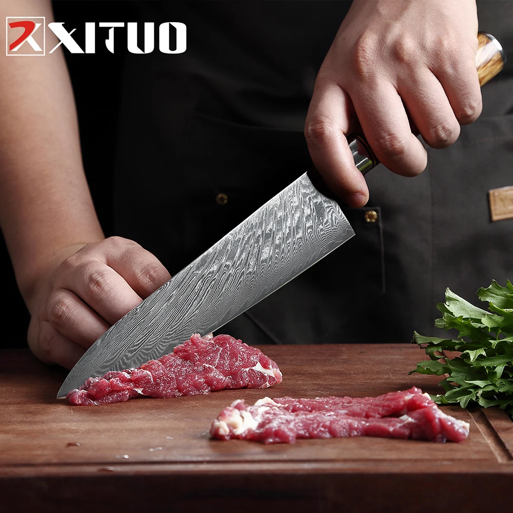 XITUO 8 Inch Damascus Chef Knife Pink Resin Elegant Goddess Special Kitchen Gift Knife High Quality Sharp Japanese Home Slicing