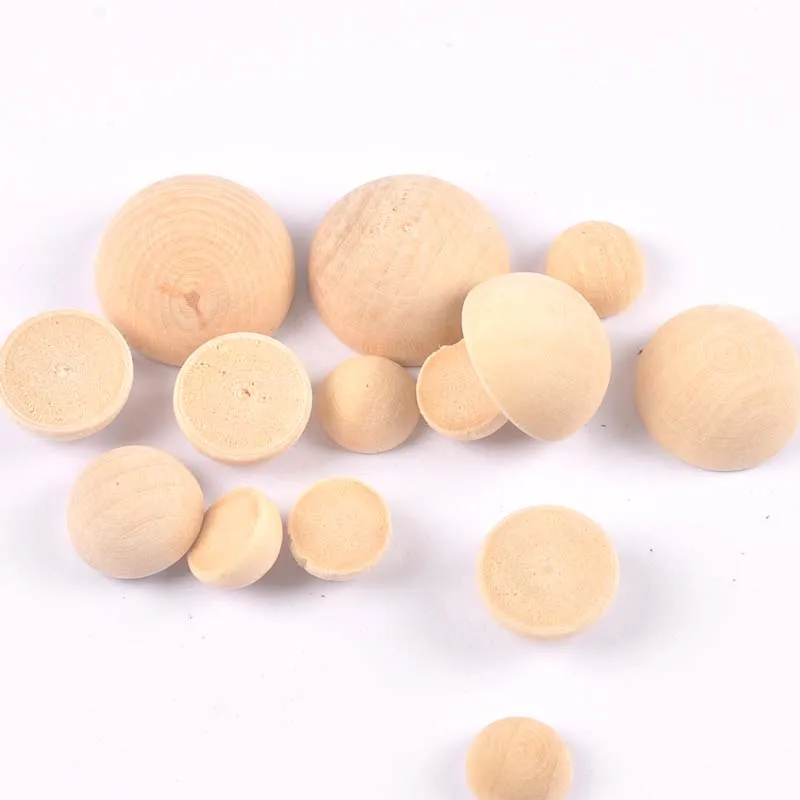 15/20/25/30mm Natural Wood Half-faced Ball Wooden Spacer Beads Craft Supplies For DIY Jewelry Making Scrapbook Accessories m2243