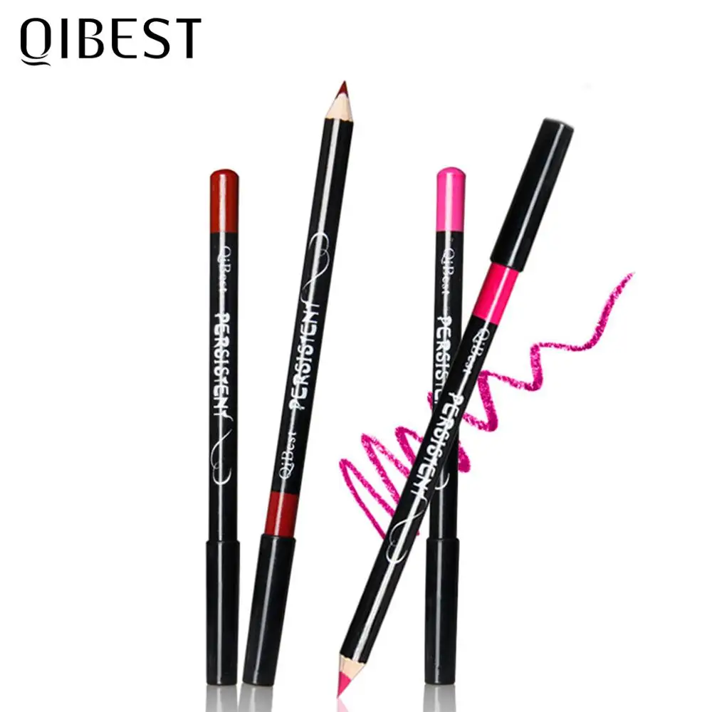 QIBEST 12 ألوان الشفاه بطانة ماكياج الشفاه طويلة الأمد ماتي Lipliner قلم رصاص مقاوم للماء ترطيب أحمر الشفاه كونتور مستحضرات التجميل TSLM2