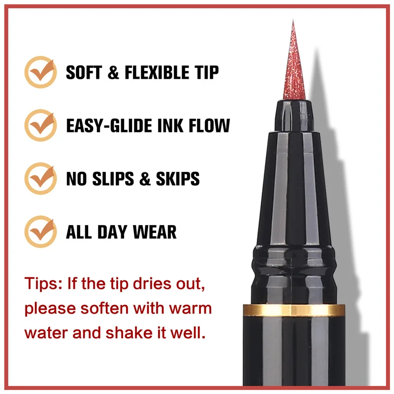 UCANBE 7pcs/lot Liquid Eyeliner Virbant Metallic Shimmer Eyeliner Pen Waterproof Glitter Eye Liner Colored Women Eye Makeup