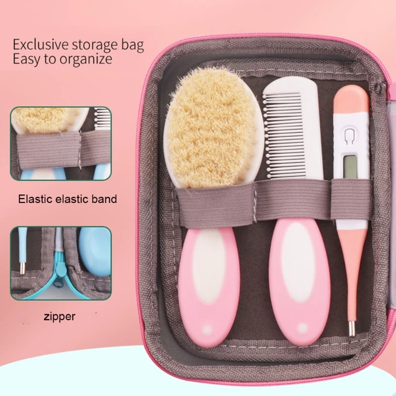 Bebê grooming kit prego clipper pente escova nasal tesoura pinça dedo escova de dentes termômetro g99c