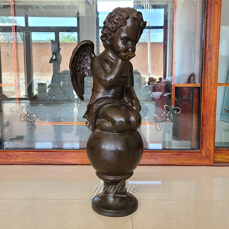 70cm Bronze Angle Sculpture Bronze Cherub Statue Baby Angle Statues and Sculptures Cast Bronze Cupid Crafts For Home Hotel Decor