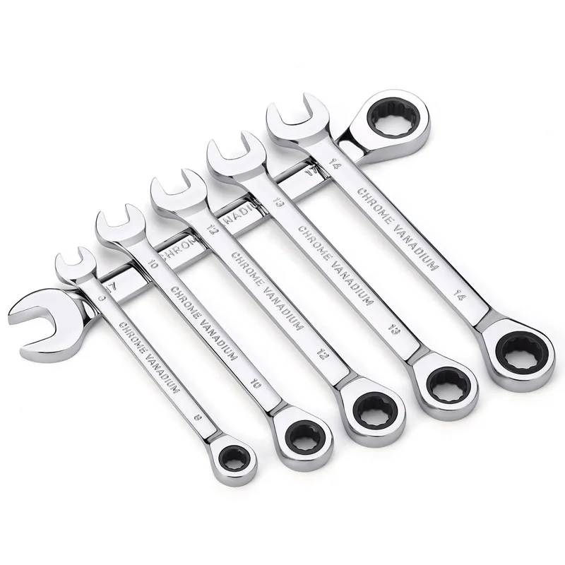 Metric Ratchet Spanner Set Combination Wrench Sets Ended Standard Ratcheting Wrenches Kit from Gear to tip Car Repair Tools